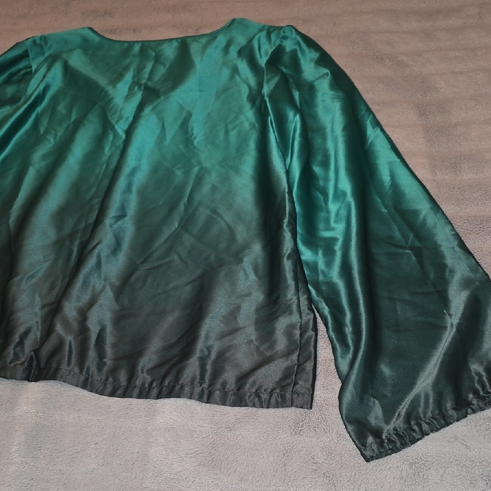 Apostrophe Teal Long Sleeved Blouse Size Large - Picture 6 of 7